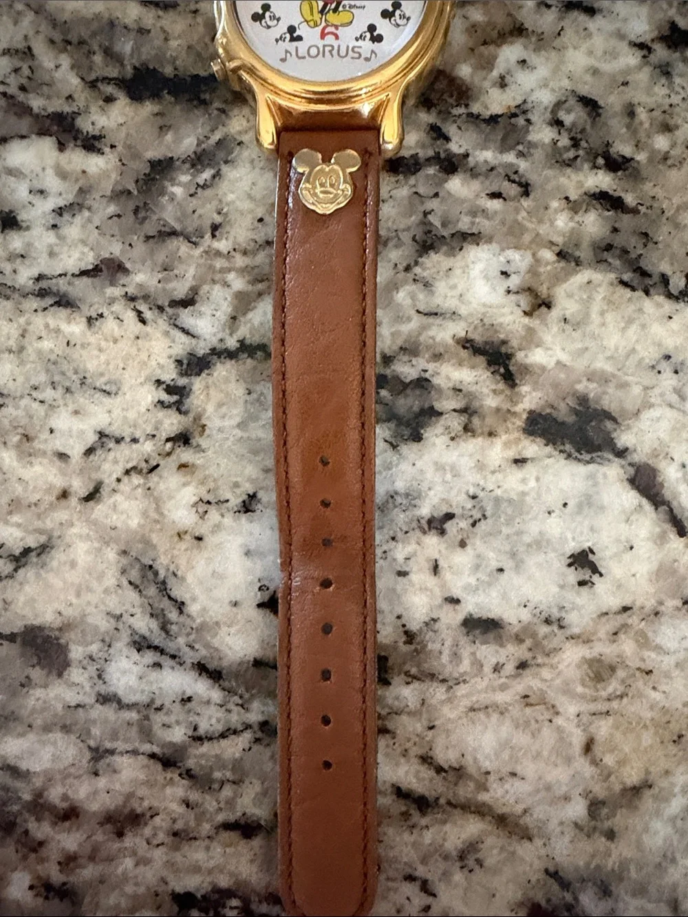 Women's Brown Leather Mickey Mouse Dial Watch